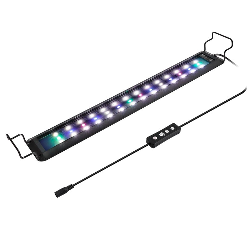 Pantalla LED de espectro completo Hygger Advanced con controlador con cable sobre un acuario plantado