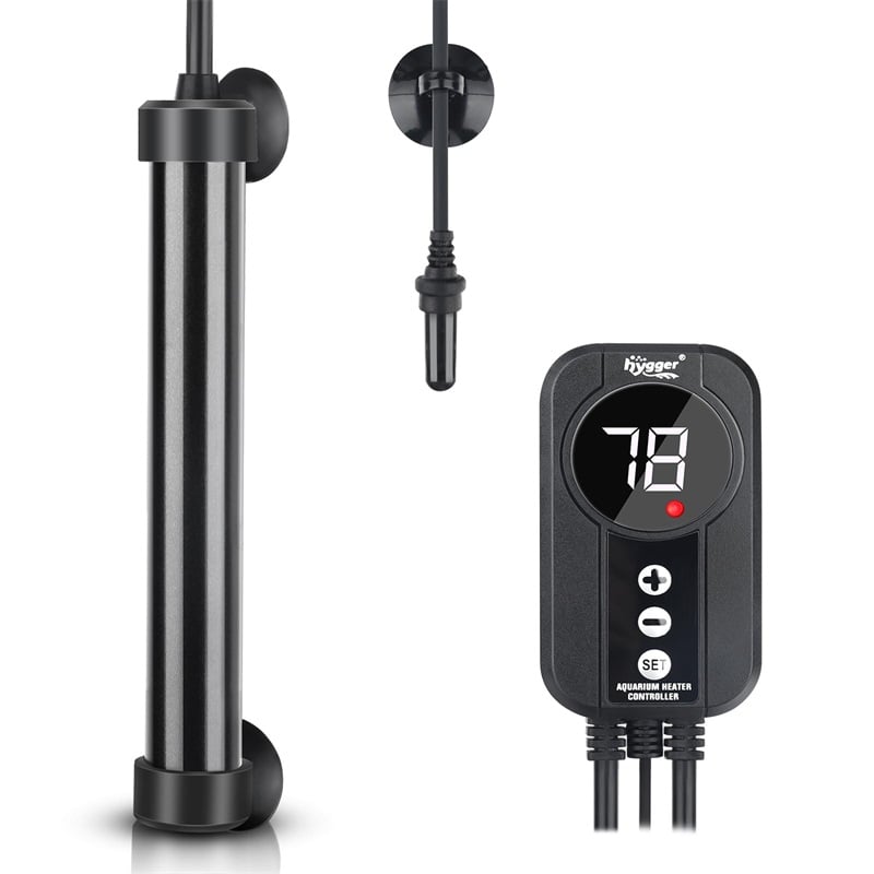 Calentador de acuario de titanio Hygger 200W con termostato digital externo IC